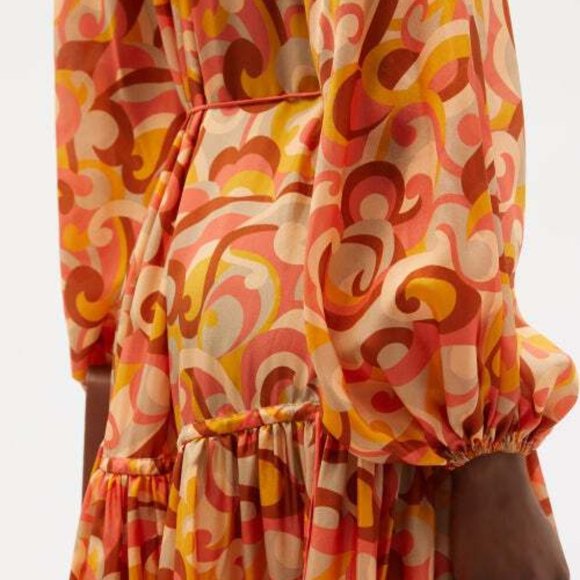 Zimmermann Mae Tiered Swirl Print Silk Midi Dress - Picture 6 of 7